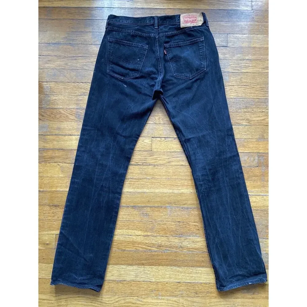 LEVI’S 501 Black Distressed Button-Fly Jeans sz 34 X 36